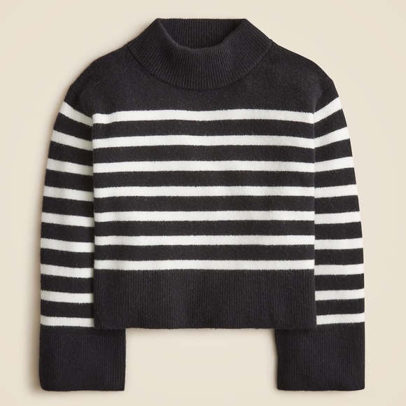 J. Crew Chunky Crewneck Sweater in Supersoft Yarn - Black & White Stripes, M - Picture 1 of 6